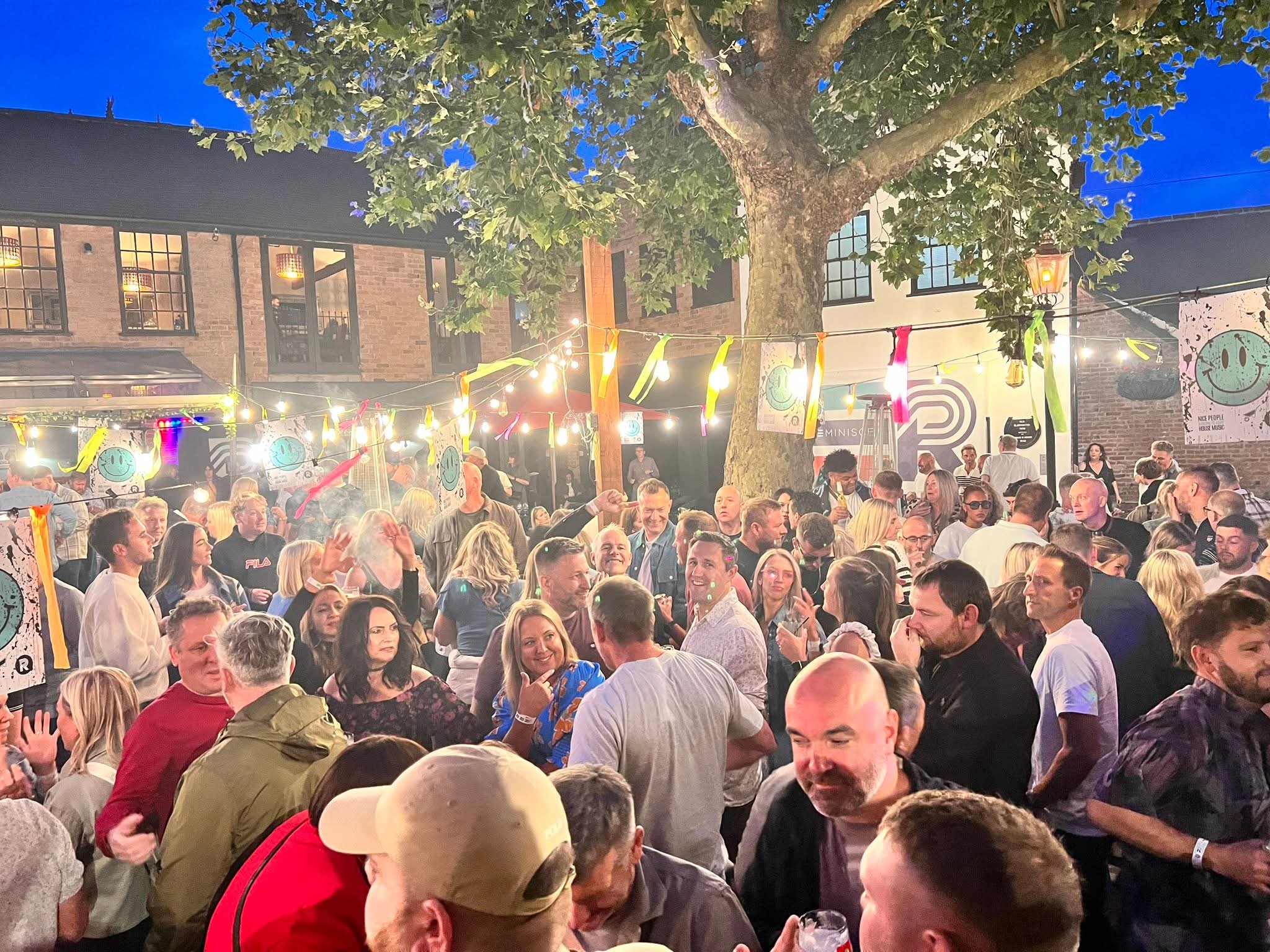 Busy courtyard dancefloor
