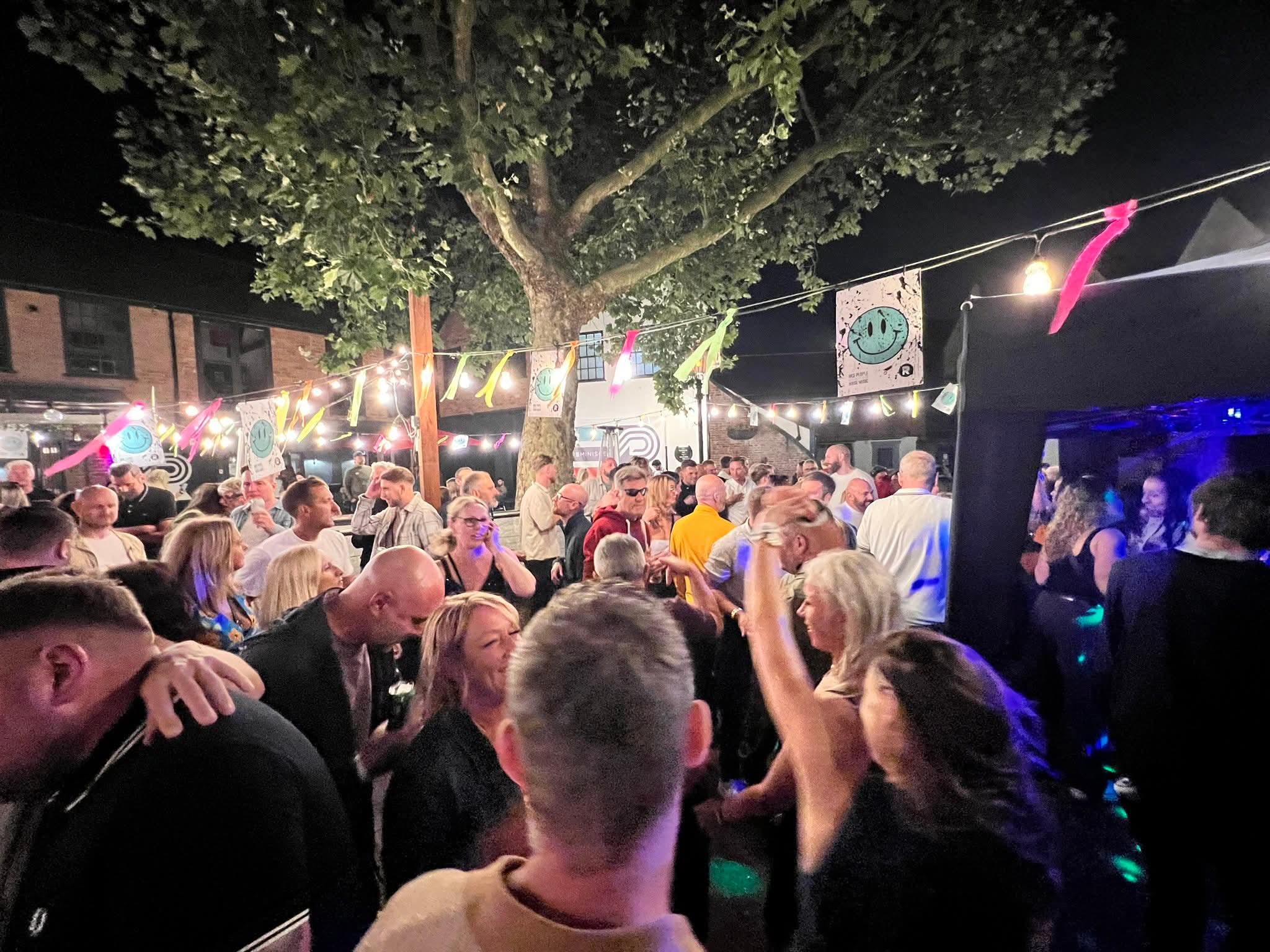 Packed outdoor party in Derbyshire